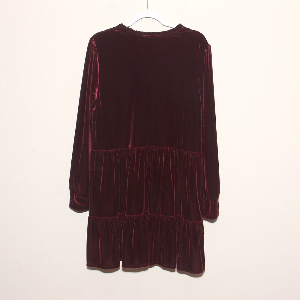 1. State Stretch Velvet Tiered V-neck Dress Size XL Long Sleeve - Picture 2 of 9